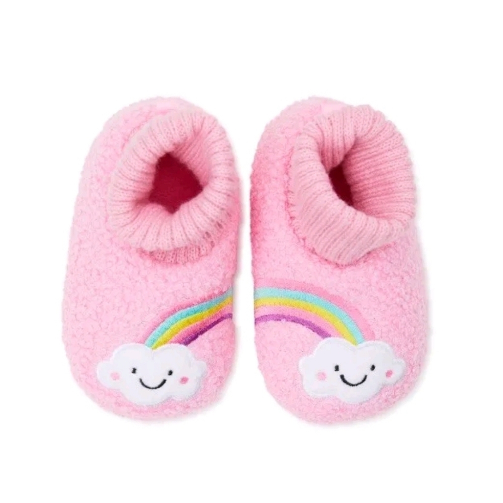 NWT! Wonder Nation Baby Girl Pink Rainbow Slipper Bootie 5